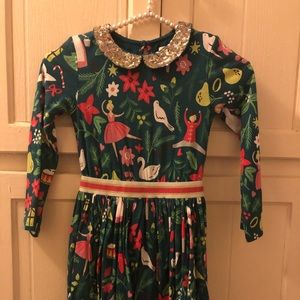 Mini Boden holiday print dress size 5-6